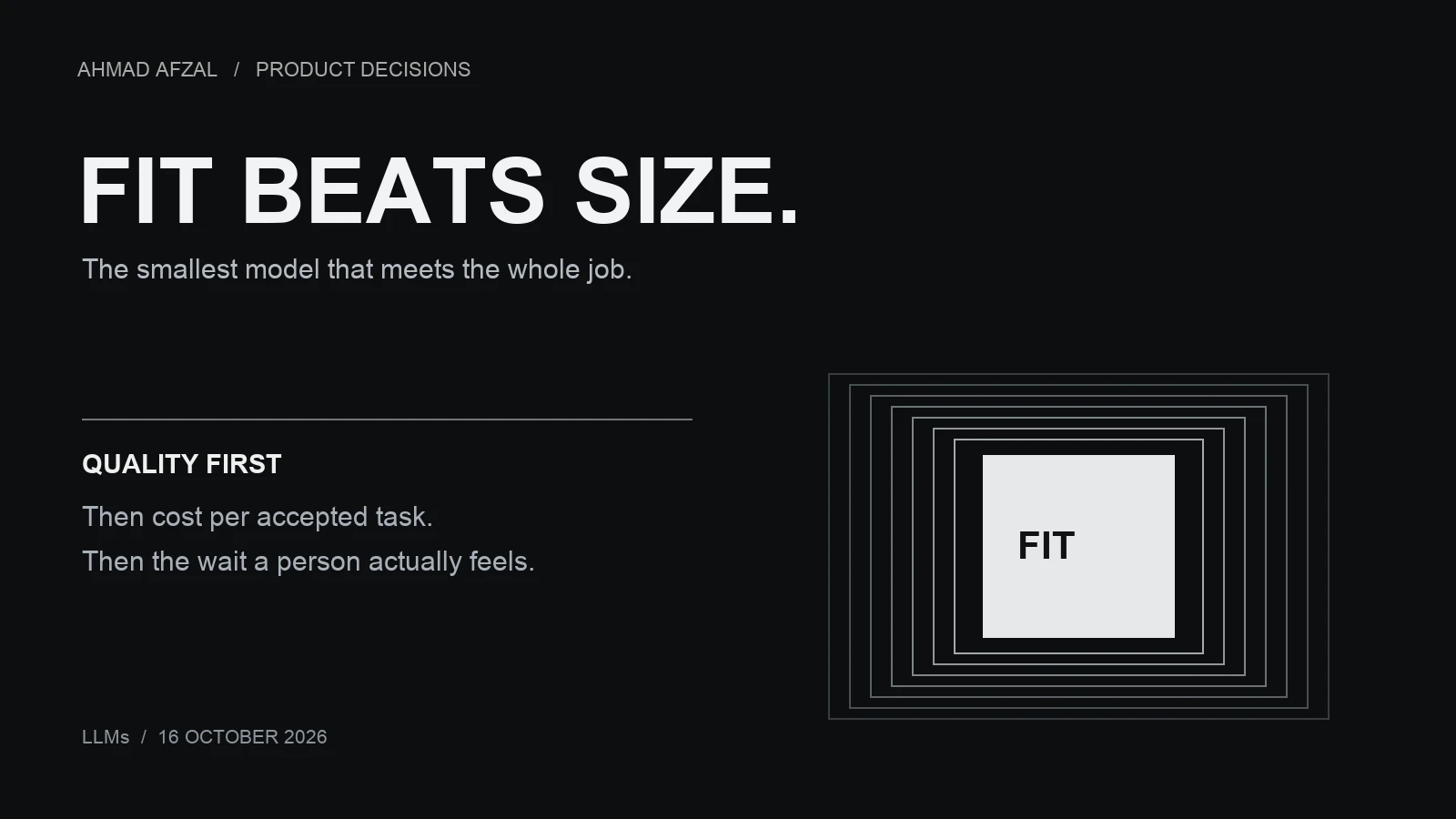 Fit beats size: a silver core fits within larger model envelopes, illustrating task fit before model size.